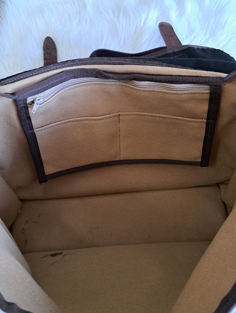 XL Woolrich Canvas & Leather Messenger Bag - Picture 8 of 14